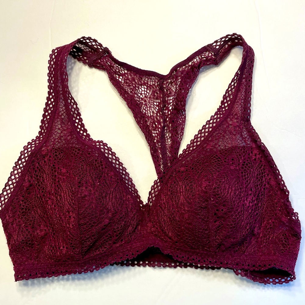 Victoria’s Secret Bra Bralette Lacy Maroon Size M